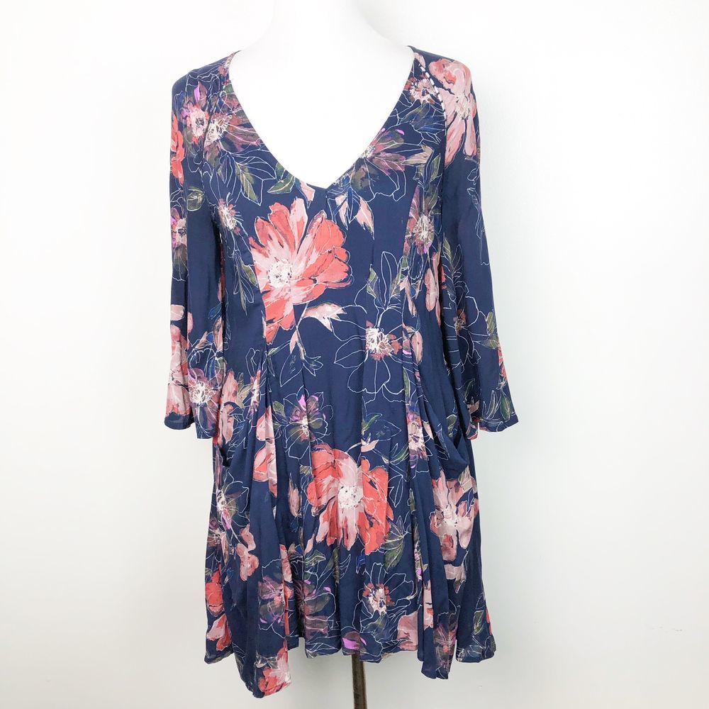 Free People Draped Floral Mini Dress sz 2